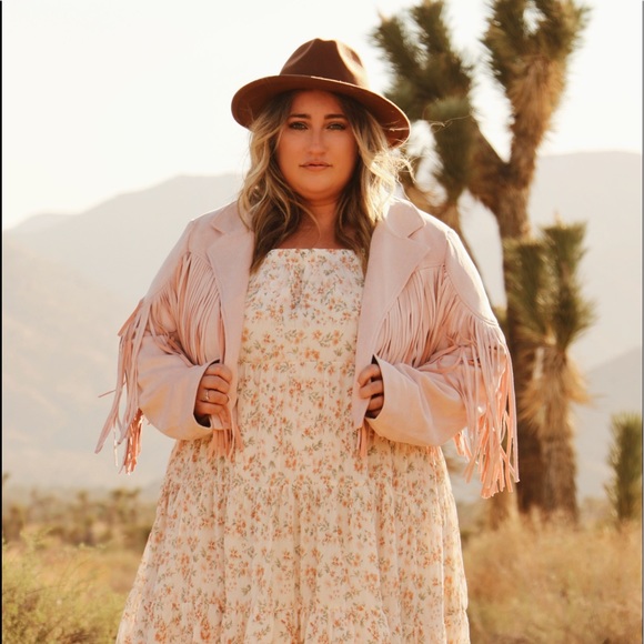 Blush Fringe Suede Jacket - Picture 2 of 4